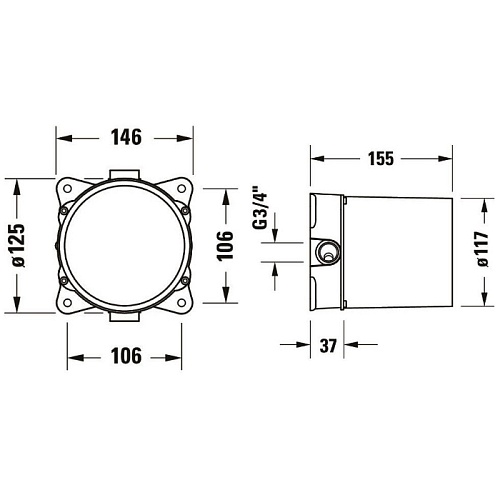 Duravit скрытая часть напольного смесителя 1/2