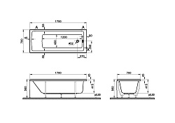 Ванна VitrA Neon 52530001000 170 x 70 см акриловая прямоугольная белая