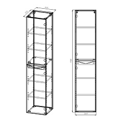 Шкаф Миа (Mia) VSC-2M170VO-R подвесной, 1700*350*350, Винтажный дуб (V.Oak), правый,